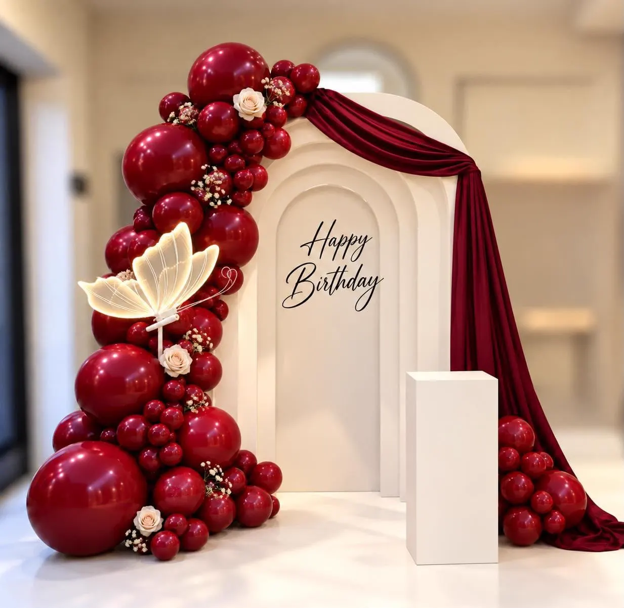Burgundy Balloon Garland Backdrop
