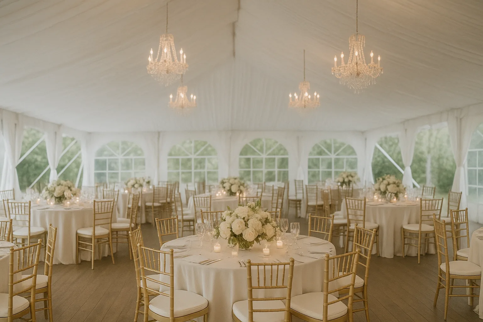 Elegant tent reception setup